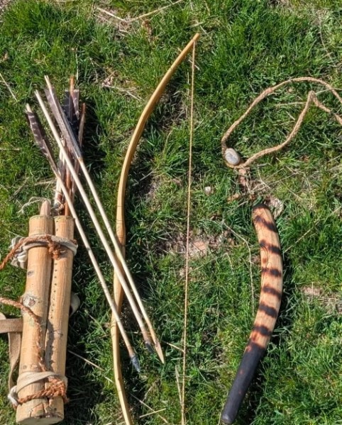 Handmade primitive bows and arrows